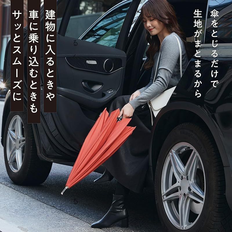 マーナ marna Shupatto アンブレラ 傘 レディース 雨傘 長傘 メンズ ボタンレス シュパット 男女兼用 晴雨兼用 プレゼント 撥水加工 撥水 シチリアオレンジ 敬老の日 プレゼント 58cm P614OR 0