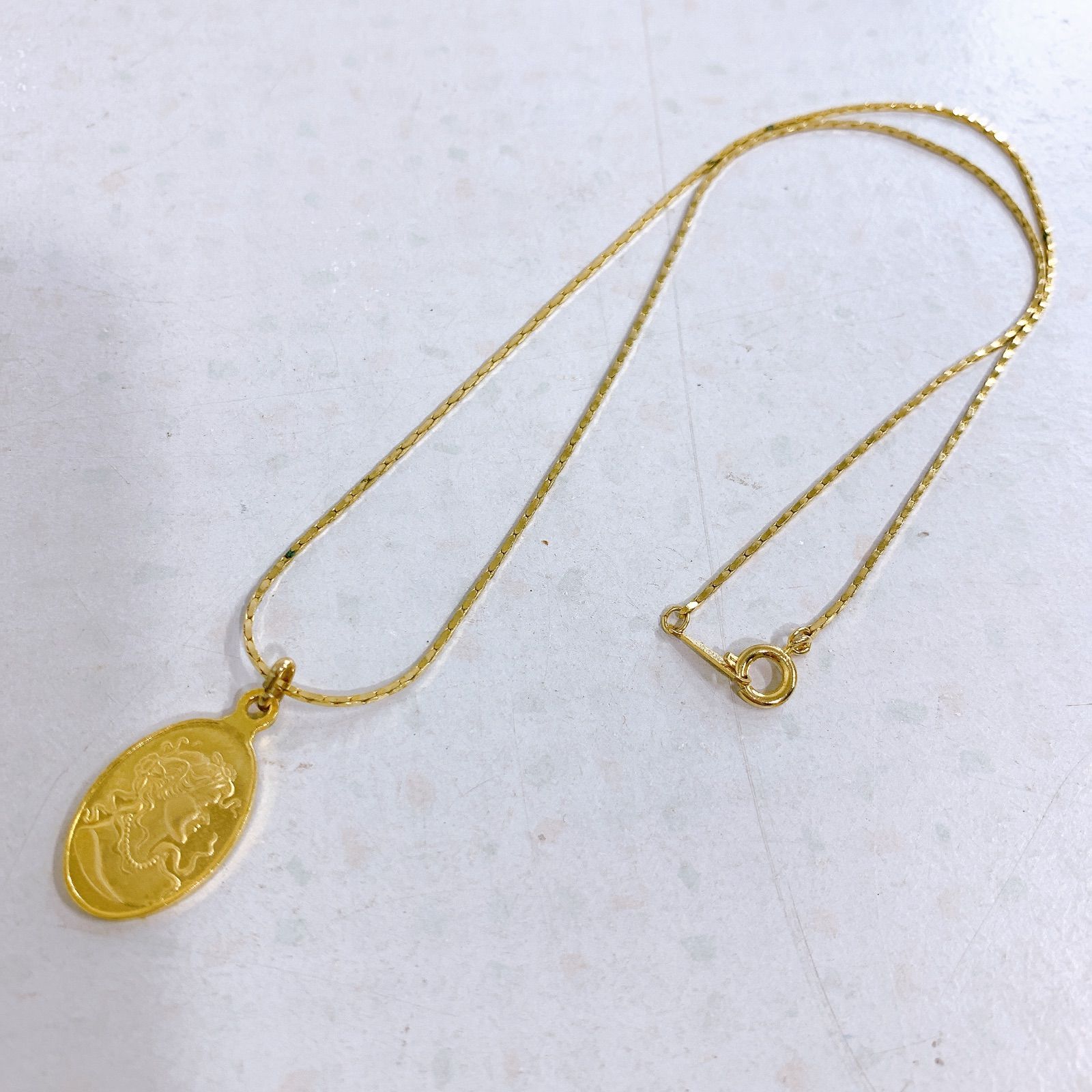18KGF オーバル型 ペンダント ネックレス 金 ゴールド - メルカリ