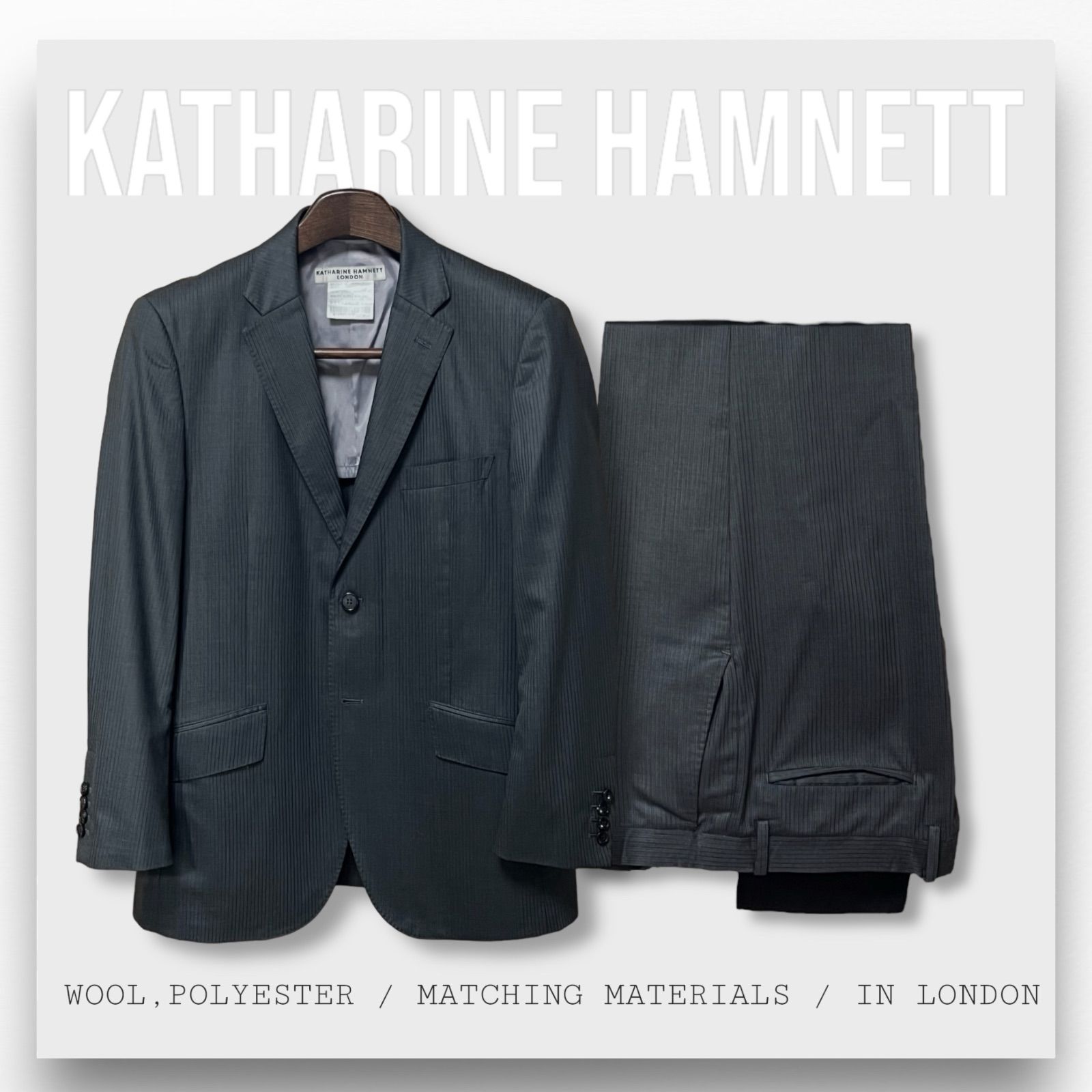KATHARINE HAMNETT LONDON◇セットアップスーツ/L/コットン KATHARINE HAMNETT LONDON◇セットアップスーツ/L/コットン