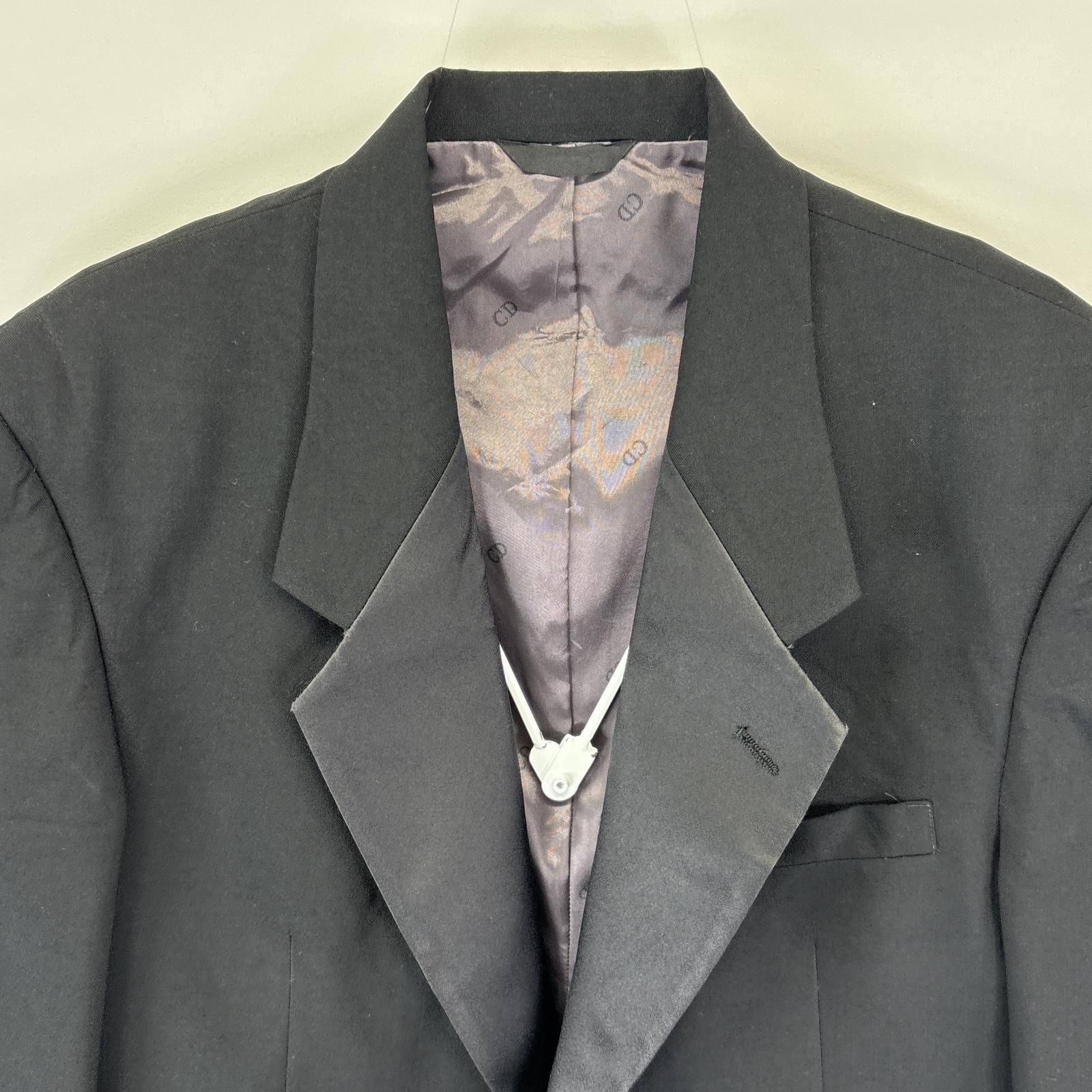 Christian Dior 、ラルフローレンテーラードジャケット裏地総柄 古着 80s USA製 Christian Dior ダーク ストライプ ウール