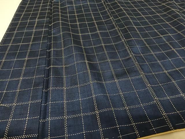 平和屋着物○上質な紬 刺し子 格子 正絹 逸品 AAAU0085np - メルカリ 