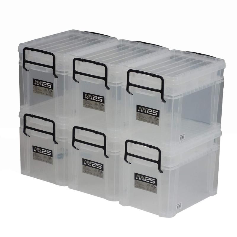 JEJアステージ 収納ボックス NWボックス 25 クリア 奥行44.3×高さ32.3×幅29.5cm 6個セット コンテナ 収納 工具 作業 DIY プラスチック