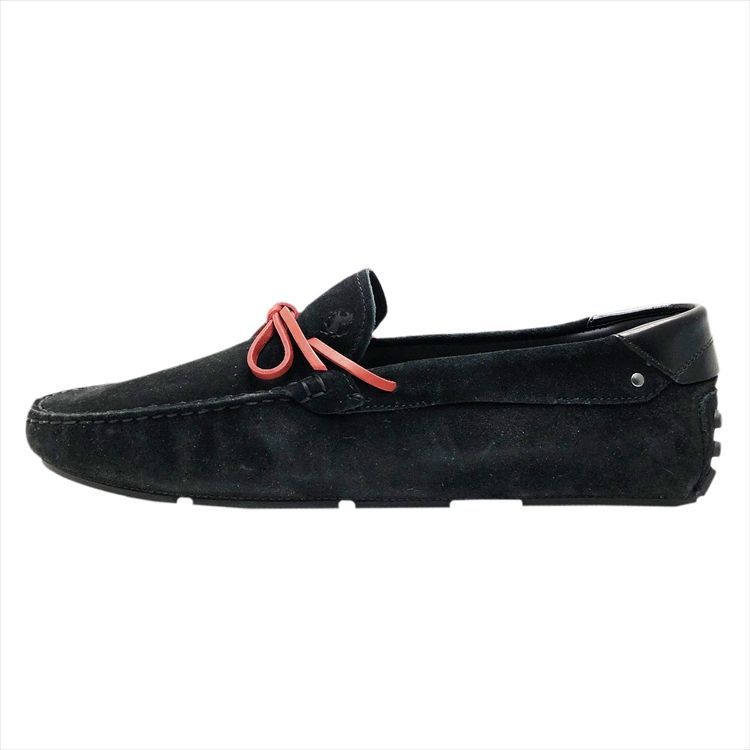 TOD S × FERRARI トッズ × フェラーリ ゴンミーニ シティ スウェード ドライビングシューズ ローファー モカシン スリッポン 革靴 ブラック size 8 約27cm