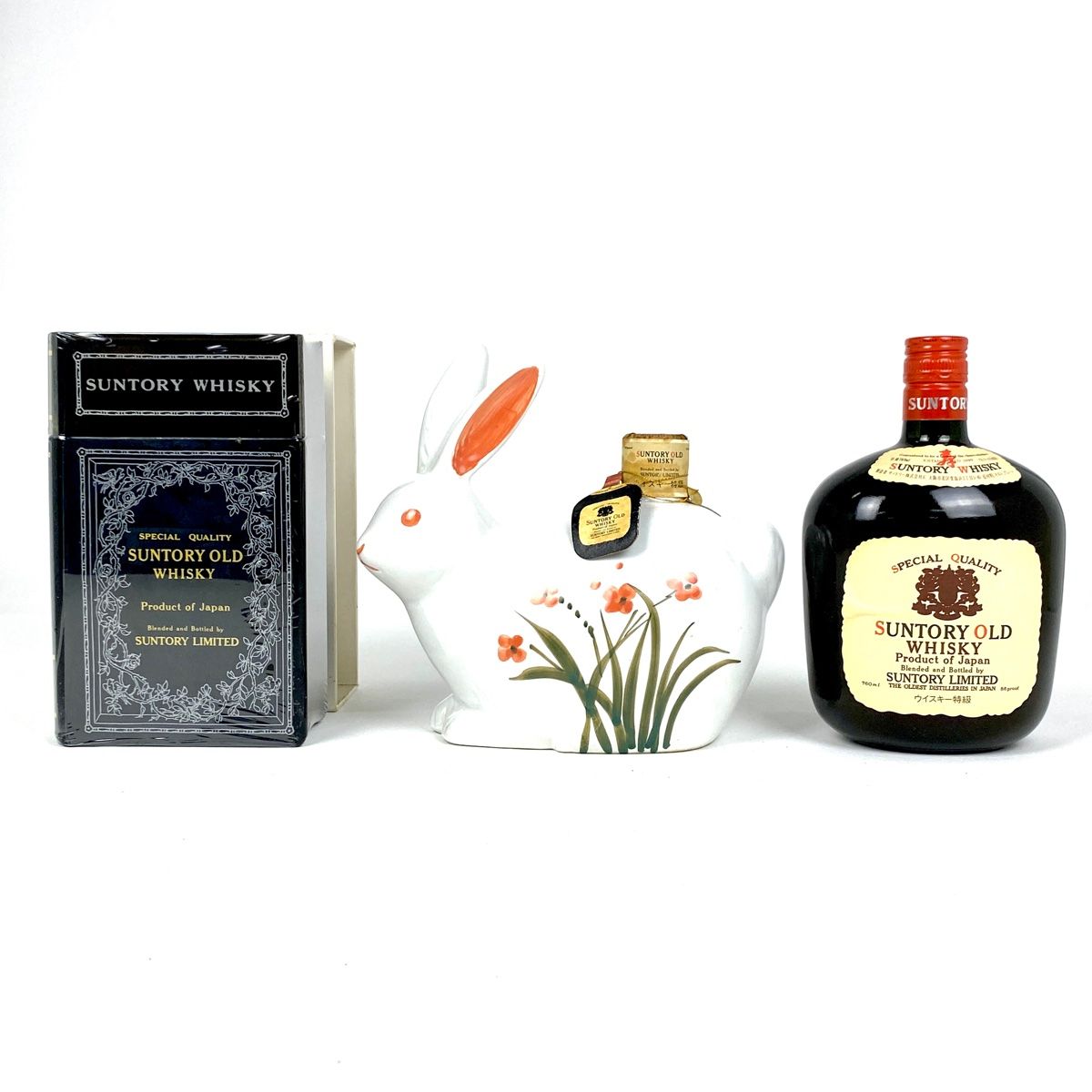 お届け 3本 サントリー SUNTORY 干支ボトル 卯 1987年 陶器 1987 ブック型ボトル 寿 760ml ウイスキー セット 古酒