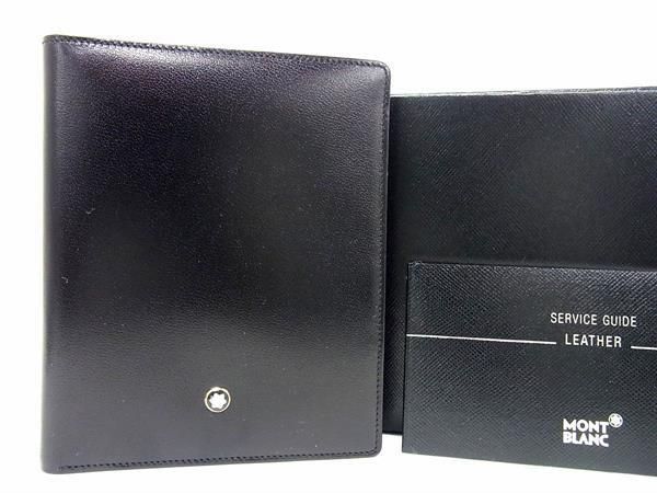 ■新品■未使用■ MONT BLANC モンブラン レザー 二つ折り 財布 ウォレット 札入れ メンズ ブラック系 AT7377