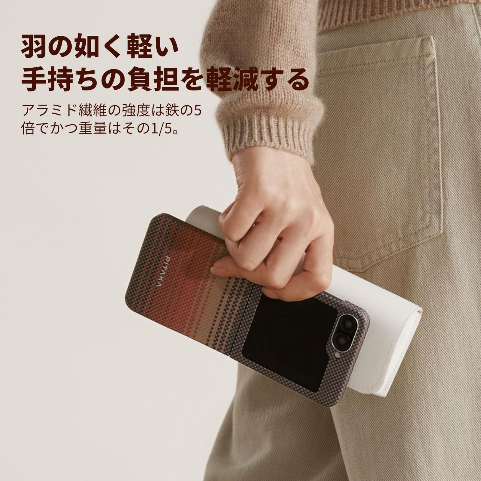 新品 「PITAKA」Galaxy Z Flip6 ケース MagEZ Case 5 600Dアラミド繊維