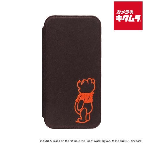【新品】PGA PG-D24BGF06POO ガラスフリップケース(フェルト) くまのプーさん（iPhone 16 Pro用）