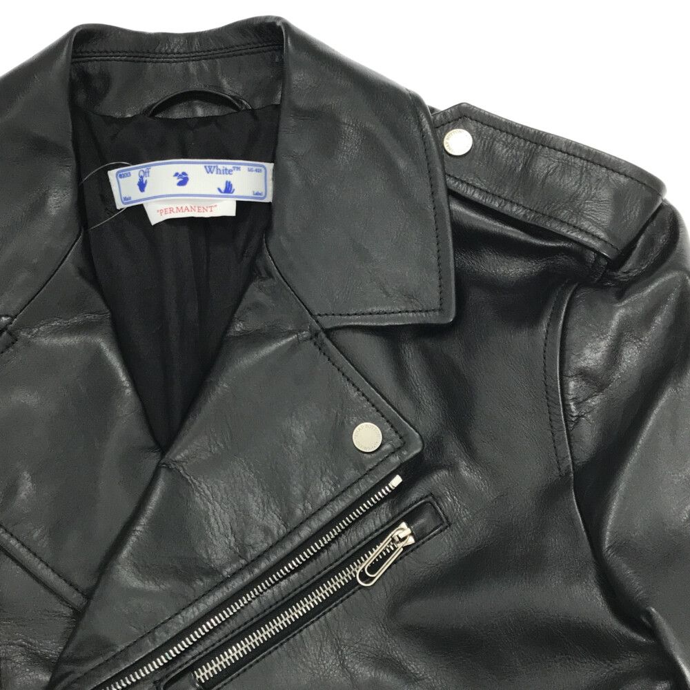 offwhiteブラックレザーライダースジャケット offwhiteブラックレザーライダースジャケット - メルカリ