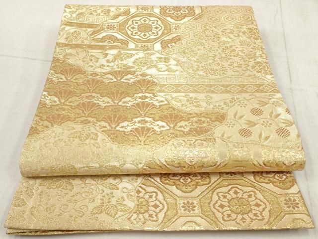 AAA　袋帯 美品 逸品 米澤 佐志め織物 幾何学 全通 正絹 【中古】 AAA様専用 袋帯 美品 逸品 米澤 佐志め織物 幾何学 全通 正絹