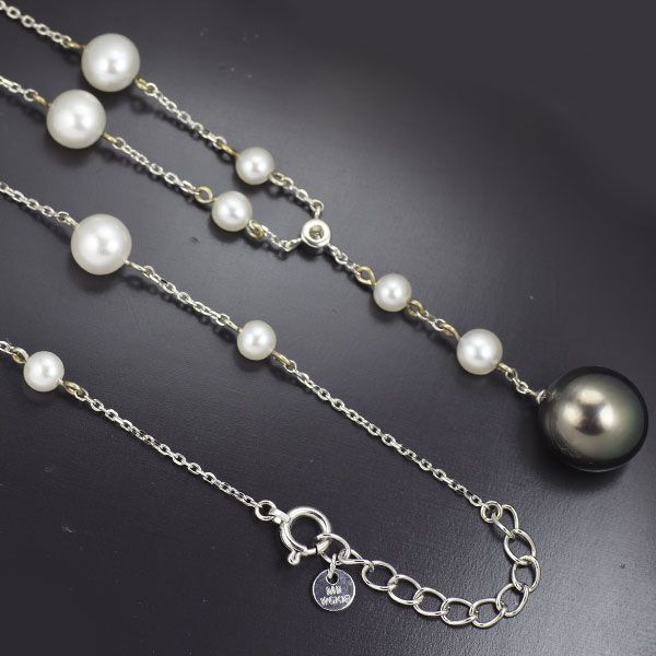 未使用ミキモト ペルリータ あこや真珠 k18 WG 0.04ctダイヤ MIKIMOTO