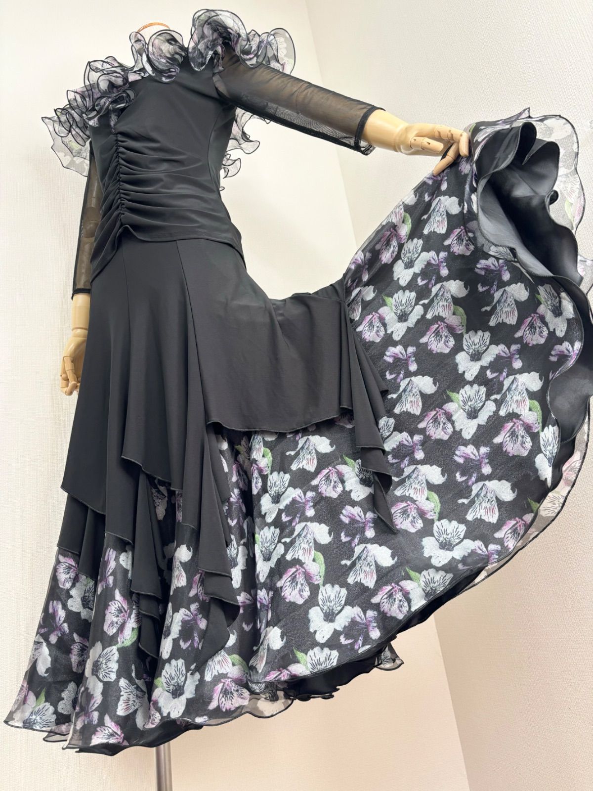 新品》社交ダンス オーガンジーミックス オーガンジーフリル