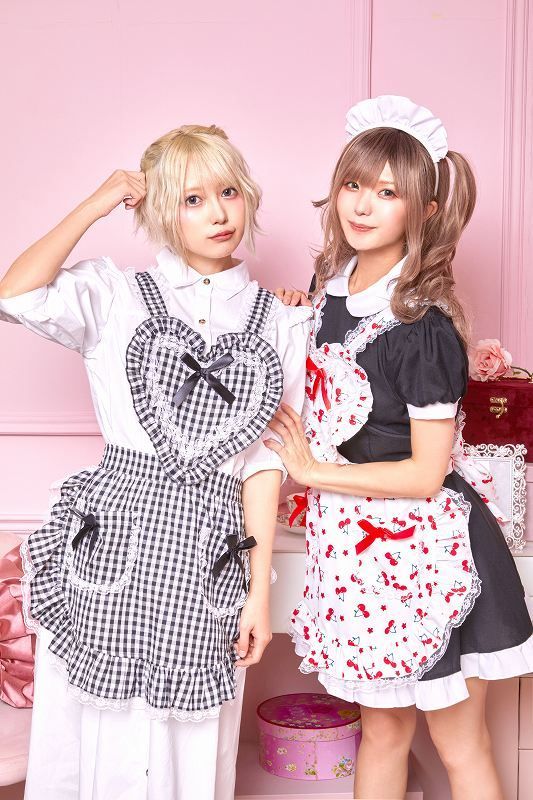 ハートフリルエプロン ギンガムチェック ブラック [セクシー エプロン