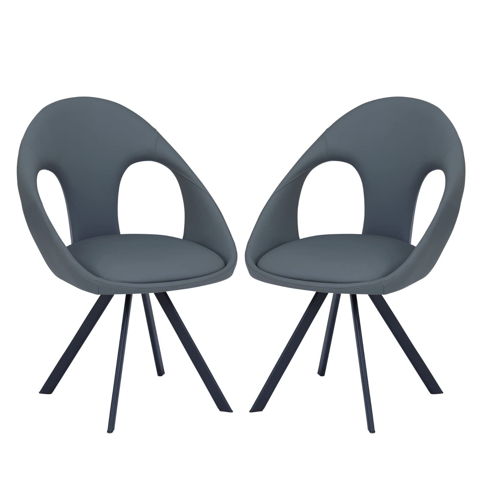 2脚入 アーロン cm 座面高 45 356201 スチール脚 ラウンド 回転 チェア グレー ダイニングチェア 関家具 Sekikagu