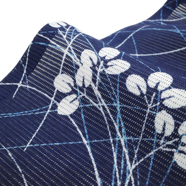 未使用　紋紗　夏着物　小紋　七宝　ますいわ屋 平和屋着物▽上質な小紋 単衣 七宝文 鬼しぼ縮緬 正絹 逸品 未