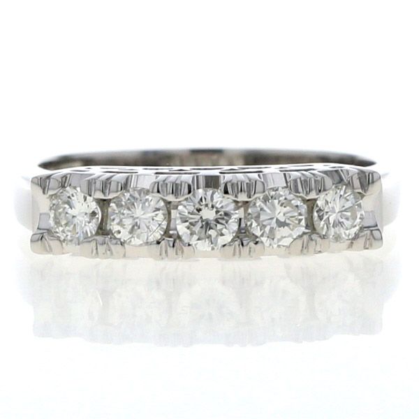 Pt900 プラチナ リング ダイヤモンド 0.50ct 5粒 ラウンド ストレート