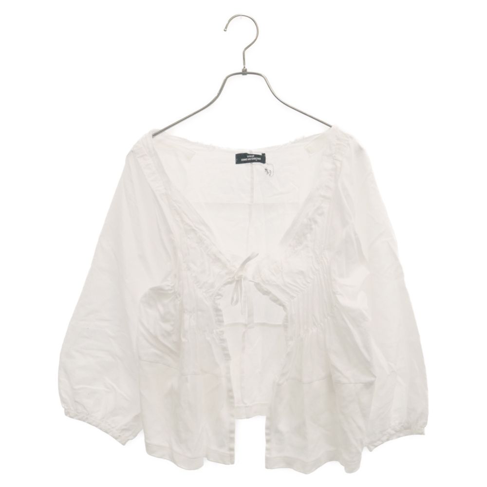 COMME des GARCONS - tricot COMME des GARCONS トリコ コム デ ギャルソン 08SS コットン リボン シャーリング 長袖ブラウス ホワイト TA-T037 AD2007 レディース tricot COMME des GARCONS (トリコ コム デ ギャルソン) 08SS