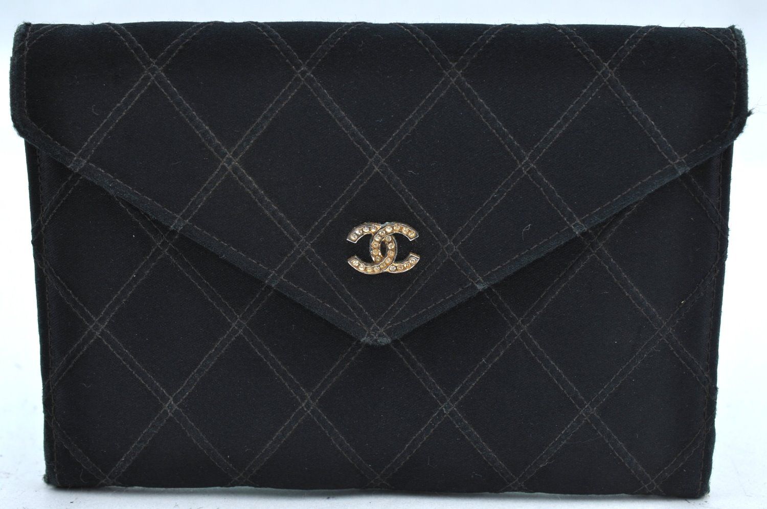 CHANEL シャネル サテン ビコローレ CC ロゴ カードケース 財布 ブラック 1429N