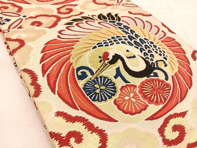 開き名古屋帯　名古屋帯　正絹　金糸　銀糸　扇　人物　平安時代　着物　074tz 開き名古屋帯 名古屋帯 正絹 金糸 銀糸 扇 人物 平安時代 着物