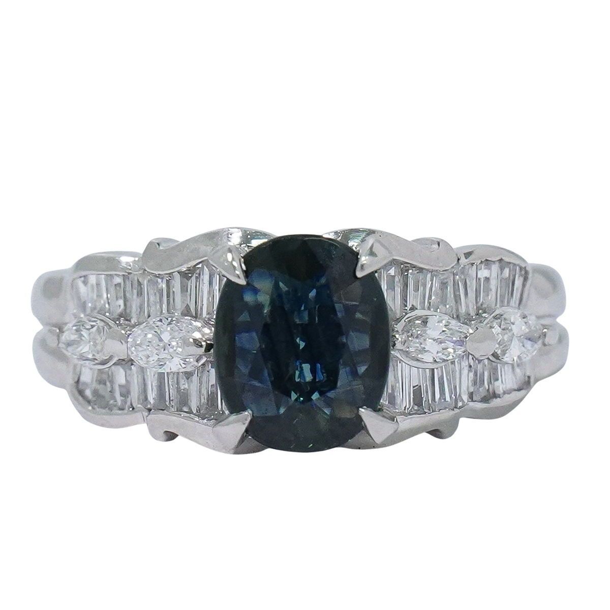 ポチ　Pt900サファイア/ダイヤモンドリング　#13　　中古品 Pt900サファイアダイヤリング#13 【無料ギフトラッピング】【A