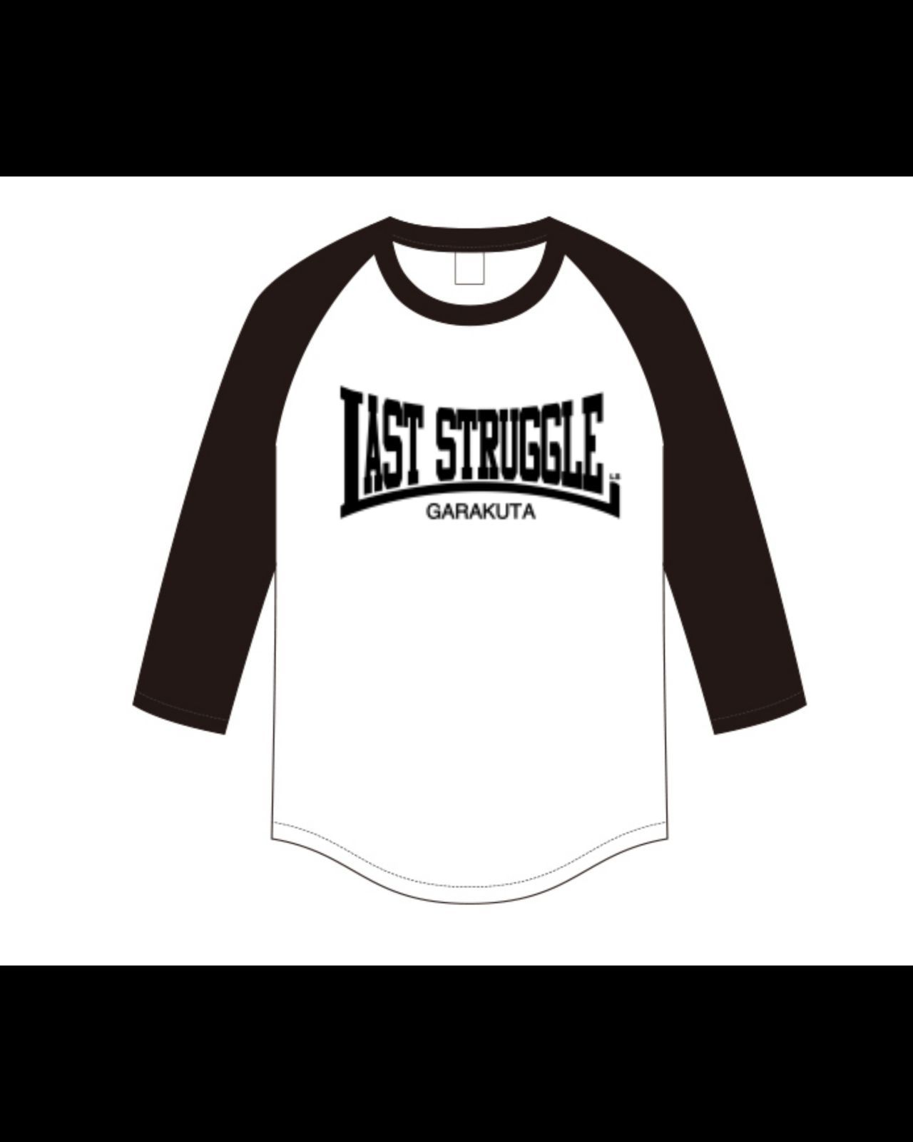 LSロゴ七分袖ラグラン 白黒x黒ロゴ　検/PUNK Oi Skins UK FRED PERRY LONSDALE ROCK バンドTシャツ