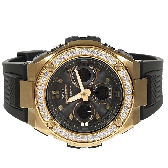 G-SHOCK GST s100G Gスチール ラージサイズ ゴールド 大粒4mmCZダイヤ 
