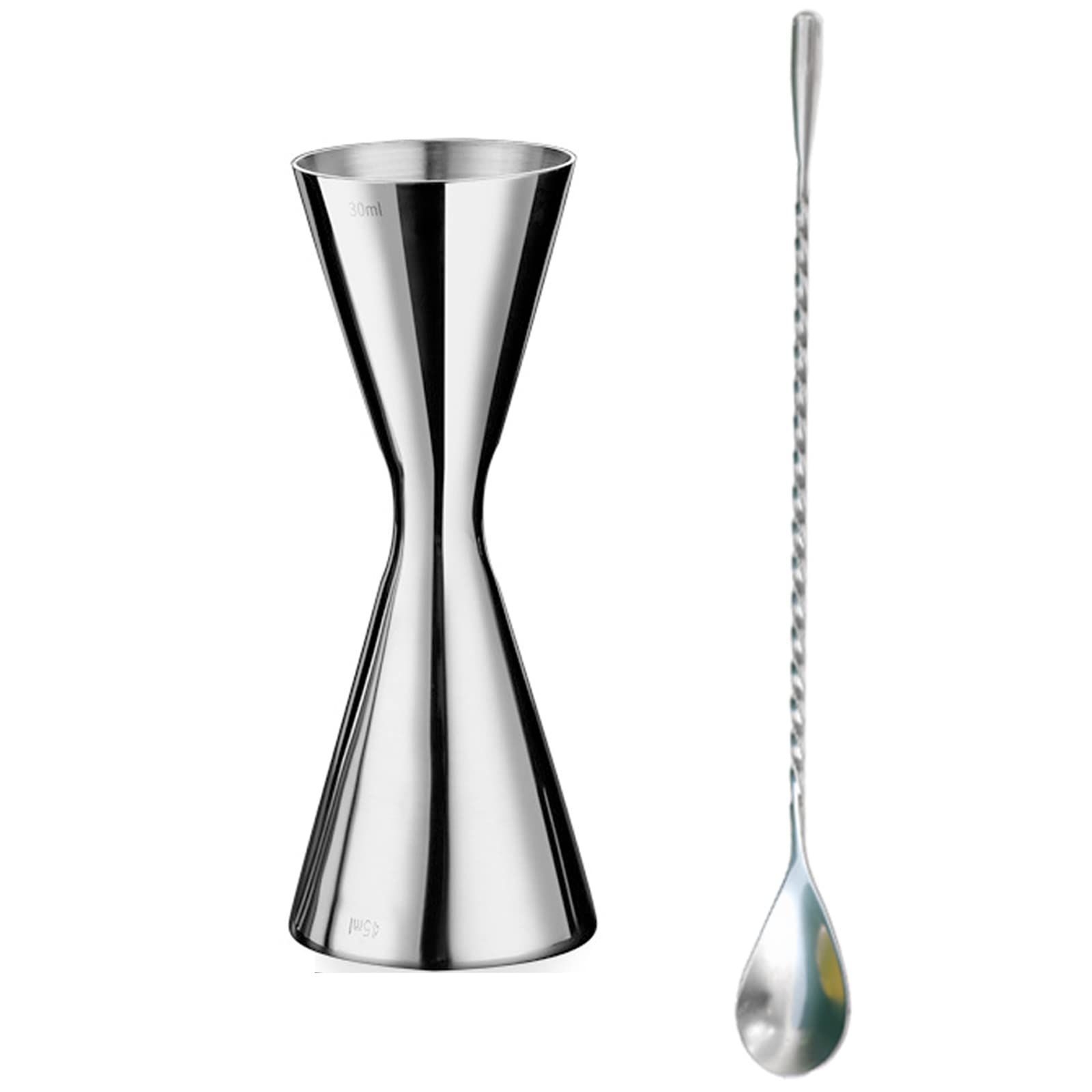 特売】WOMLEX メジャーカップ 30/45ml 目盛り付・バースプーン 26cm ダブルヘッド 計量カップ オンスカップ カクテル計量カップ  ワイン刻みカップ 一体型ステンレス鋼計量カップ シルバー (ジガー・バースプーン 26cm 2点セット 30/ - メルカリ, image size:1600x1600