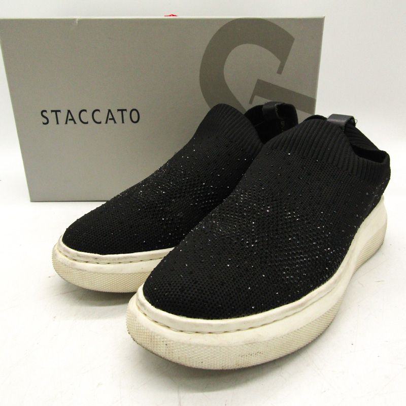 【極美品】STACCATO スタッカート ハイテクロックス スリッポン 黒 ルミナスボリュームライトスニーカー（350IA149－9165