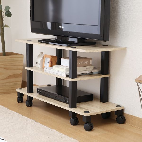 TV台(キャスター付) オーク 組立品【代引不可】 組立品代引 オークホワイト テレビ台 幅60cm 組立品代引不可 幅120cm・天然木ホワイトオーク製・引き戸式テレビボード