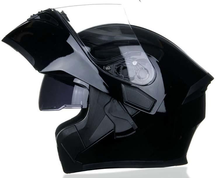 バイク オンロード ヘルメット ダブルレンズ フルフェイスヘルメット艶有り黒