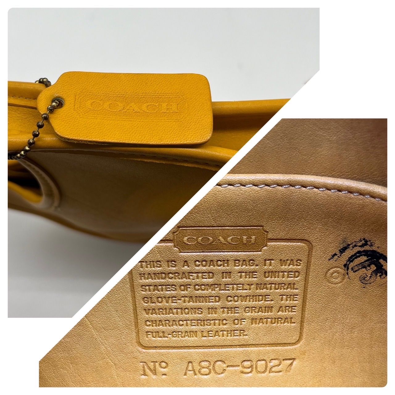 COACH オールドコーチ エルゴ 9027 ハンドバッグ USA製 マスタード 