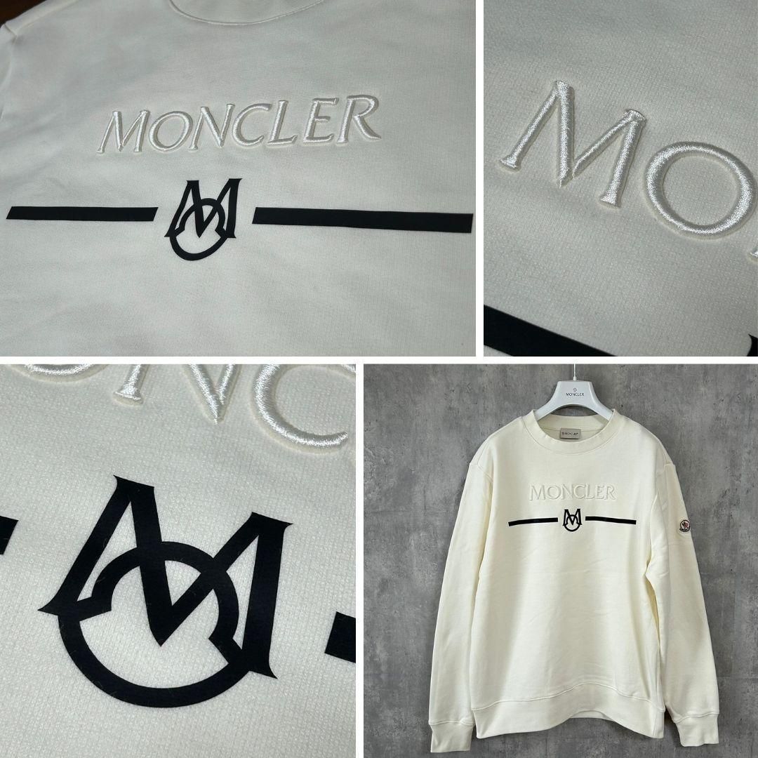 未使用タグ付き・本物保証☆MONCLER  ロゴ刺繍 スウェット M アイボリー ☆新品未使用タグ付き・本物保証☆MONCLER LOGO SWEATSHIRT ロゴ