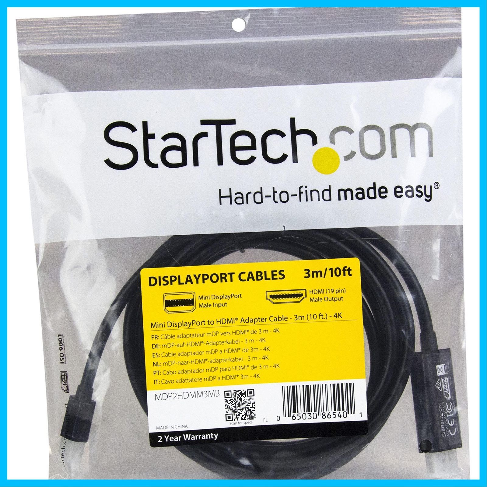 商品 DisplayPort Mini - HDMI変換アダプタケーブル 3m StarTech.com 4K 30Hz 対応 MDP2HDMM3MB CHRISTIANNAURATH_COM_BR