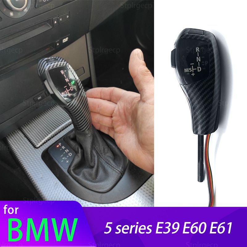 BMW 5シリーズ E39 E60 E61 対応 LED電子シフトノブ ギアシフトレバー シルバー ブラック カーボン調