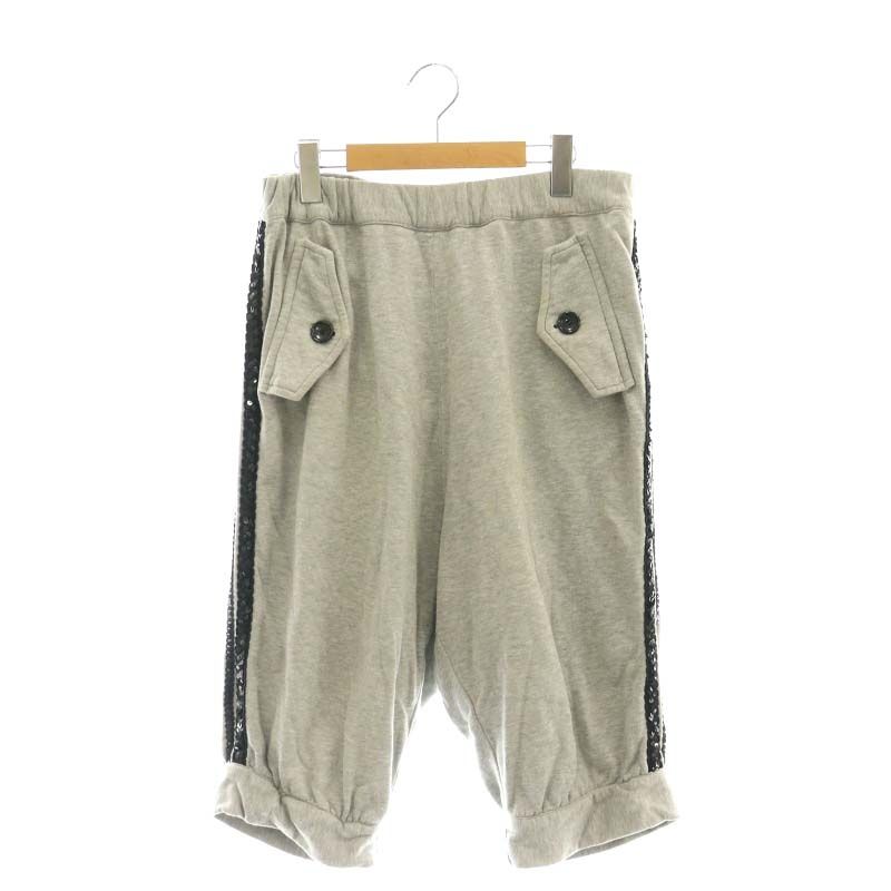 ジュンヤワタナベ JUNYA WATANABE コムデギャルソン スパンコール サルエルスウェットクロップドパンツ カプリ丈 グレー ブラック |ES OS