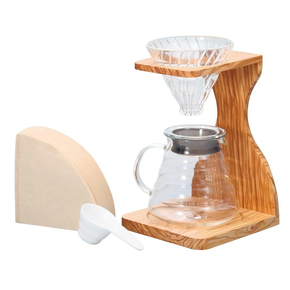 Style Ｖ60 オリーブウッドスタンドセット HARIO ハリオ Ｖ60 オリーブウッドスタンドセット インテリアに馴染むオリーブウッド製 ギフトラッピング仕様 型番 VSS-1206-OV