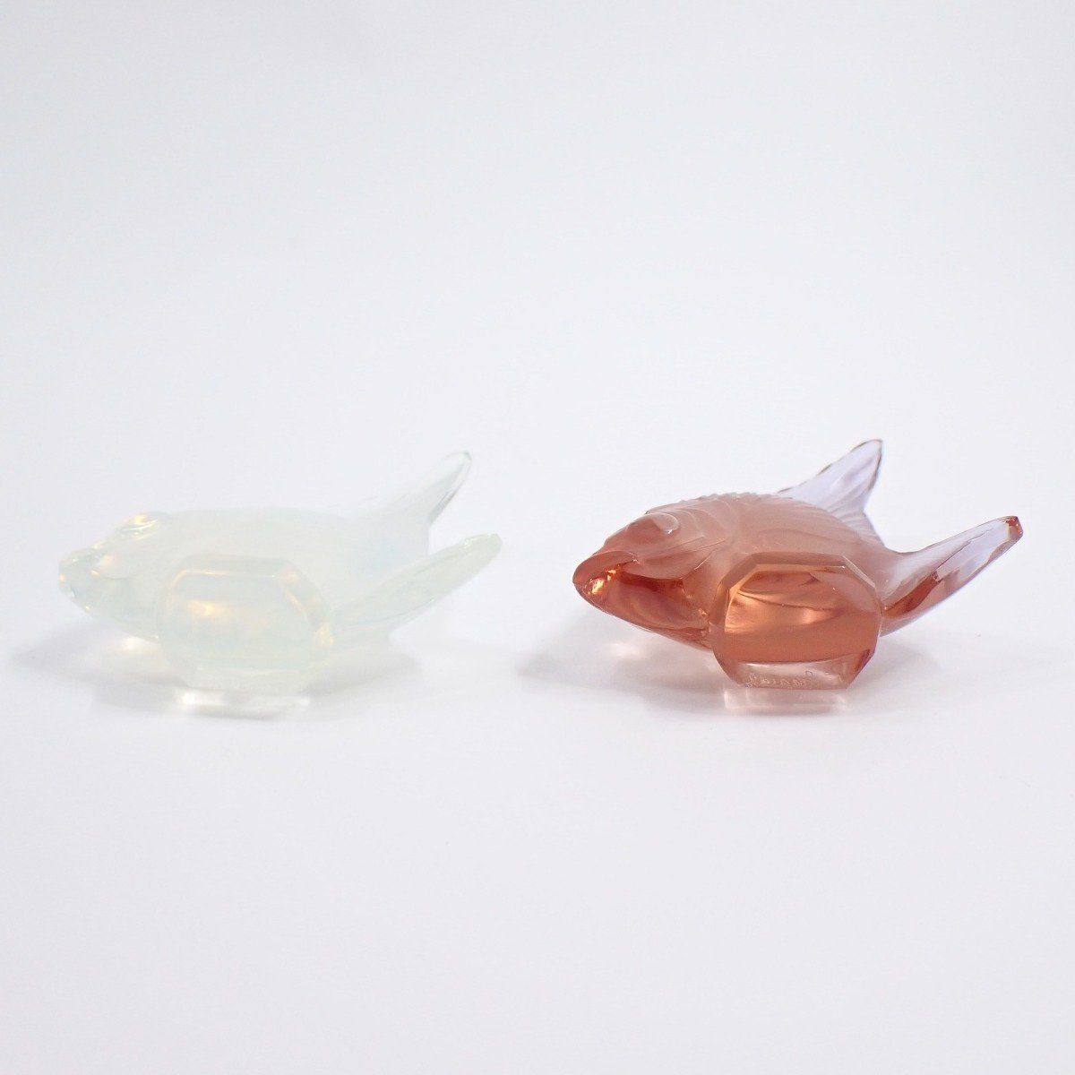 LALIQUE ラリック ポワソン 魚 オブジェ 置物 2体セット レッド