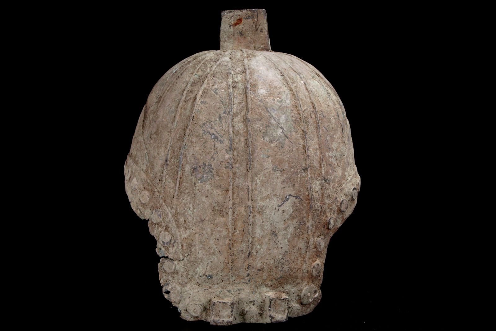 中国美術 青銅製 兜 30cm2577g 唐物 骨董 古美術 楾 S432_2-QP2