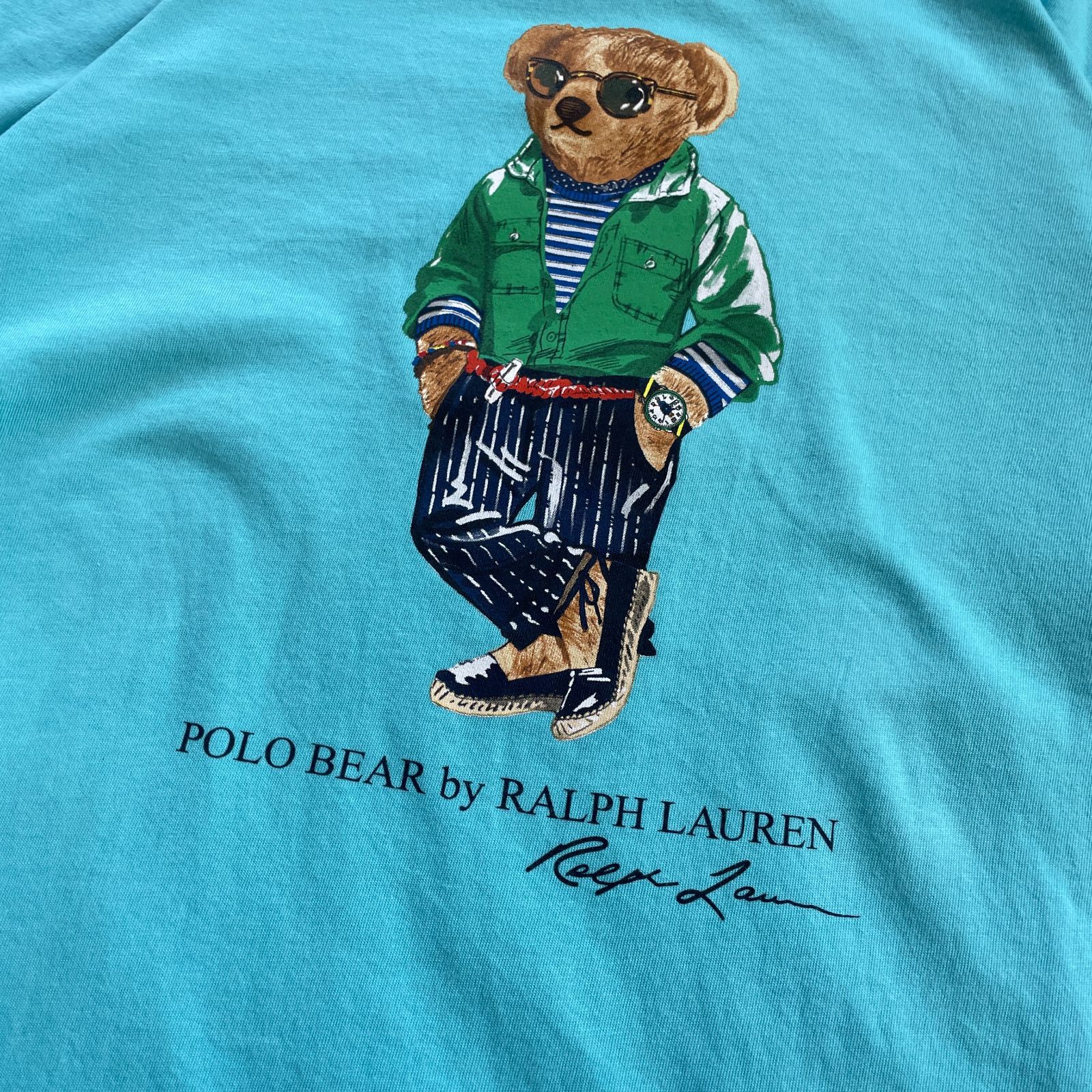 USED】Ralph Lauren ラルフローレン ポロベア Tシャツ 水色系 キッズXL