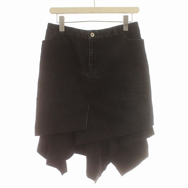 サカイ sacai デニム ミニスカート 変形 ヘムスカート スカート 2 M 黒 ブラック | G