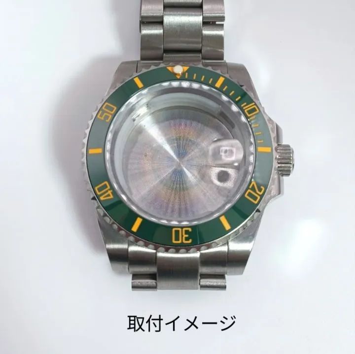社外品 セラミック ベゼル インサート グリーン×イエロー シート