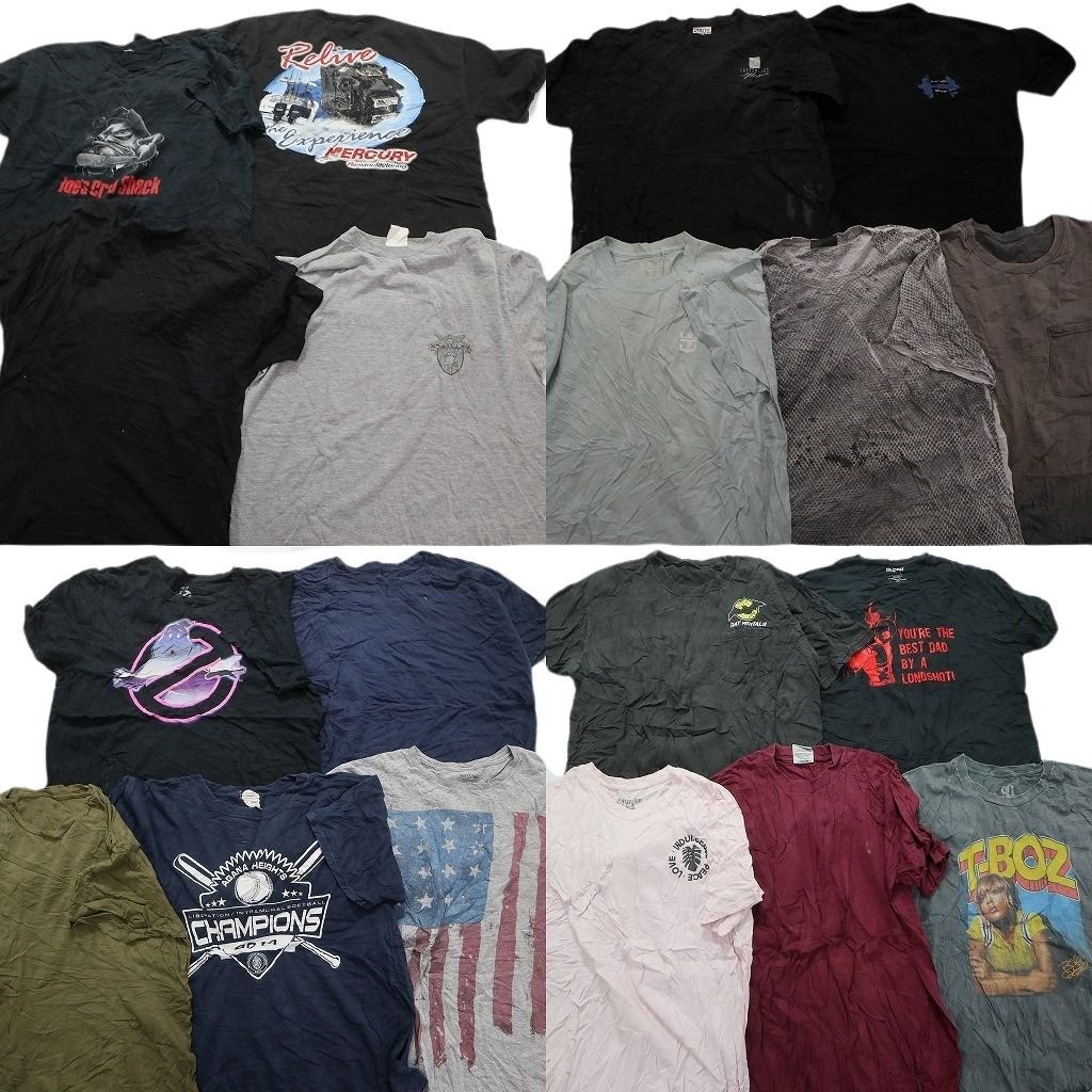 古着卸 まとめ売り カラーmix プリント 半袖Tシャツ 19枚セット (メンズ L /XL ) ブランド カラープリント 大判プリント MS4338