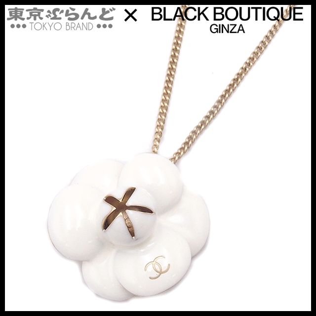 シャネル CHANEL カメリア ココマーク ネックレス 02P ホワイトxゴールド メタル レディース 101777417
