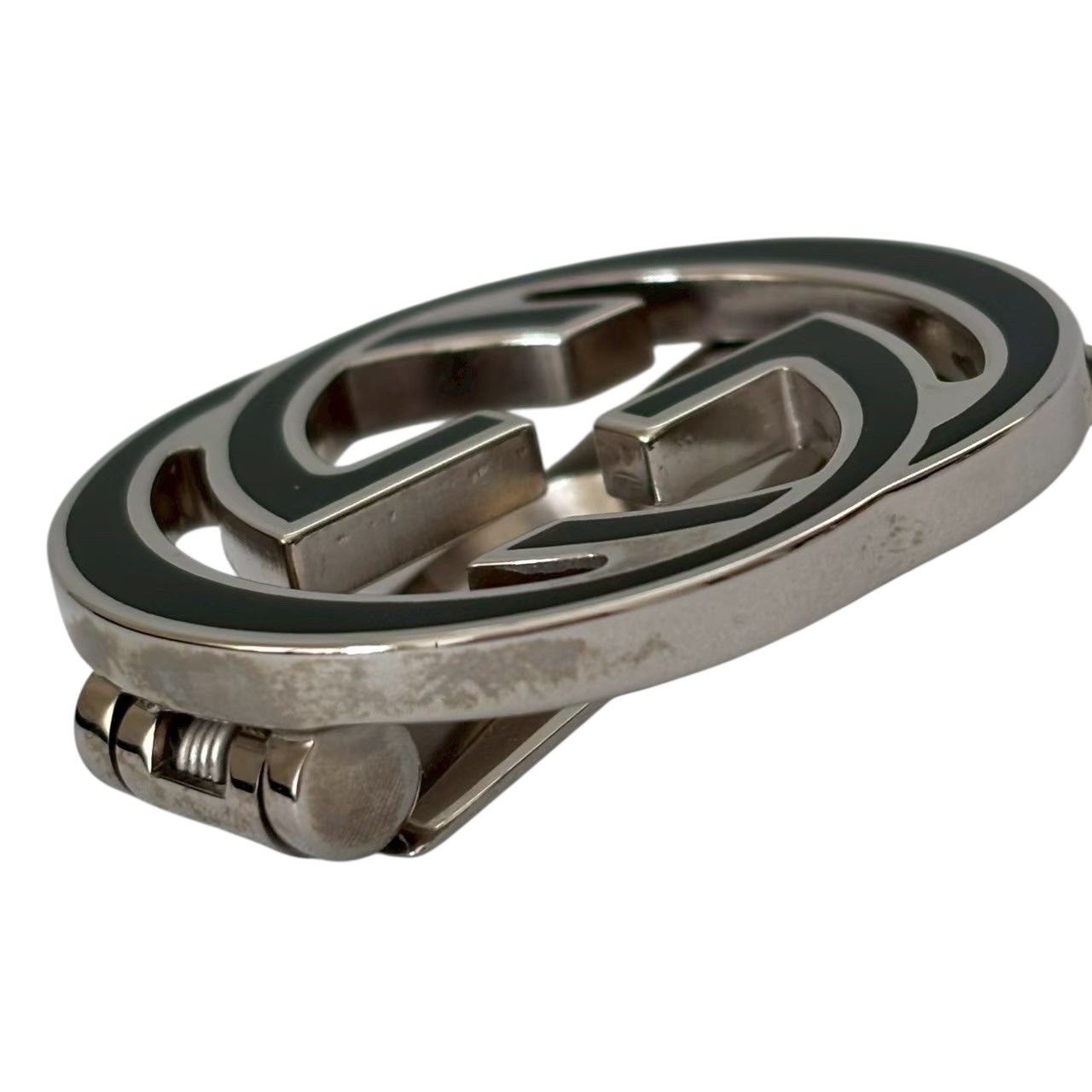 GUCCI グッチ マネークリップ 銀 黒 インターロッキング G ラウンド