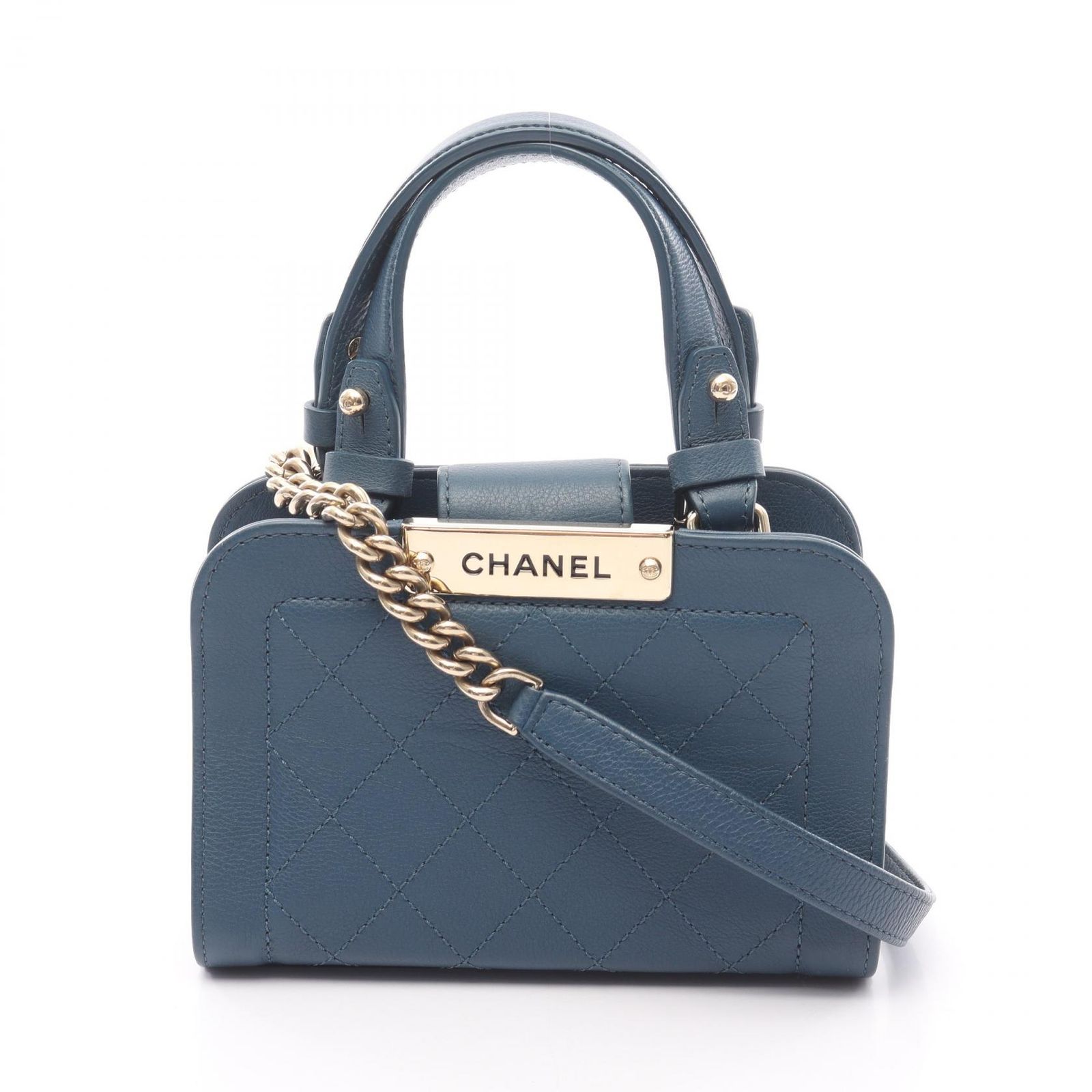シャネル CHANEL ショルダーバッグ マトラッセ A93731 ネイビー レザー マトラッセチェーンショルダー レディース Used A