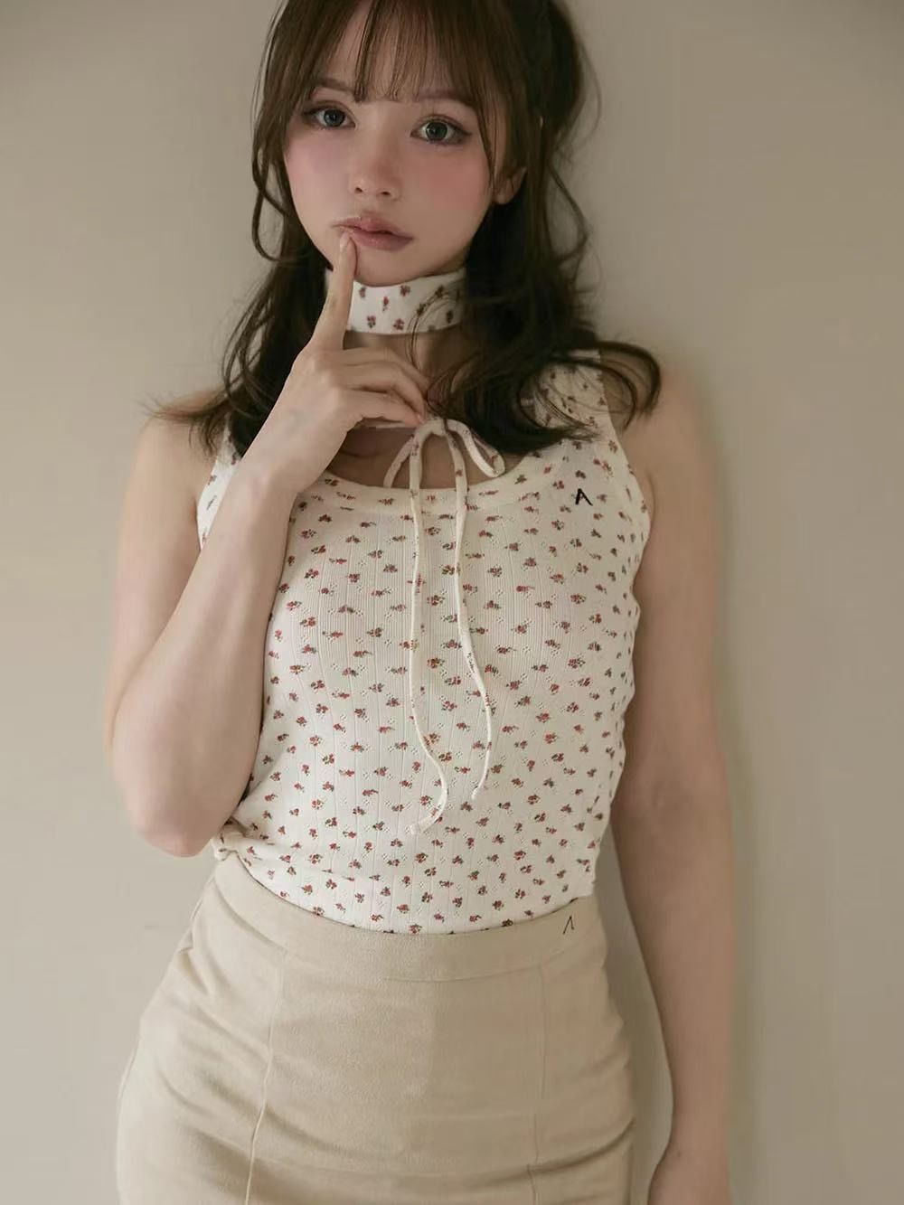 andmary Flower ribbon tops アンドマリー レディース キャミソール ファッション 2点セット