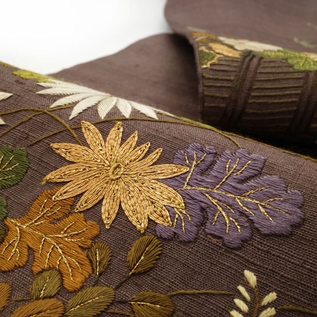専用！ アンティーク着物と帯 アンティーク振袖と袋帯セット 金駒刺繍 菊 赤古典振袖23031 金駒刺繍付き｜振袖ネットレンタルはおりえん