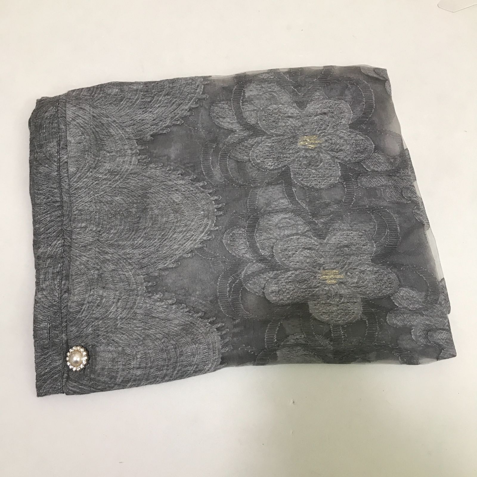 MARIAL 華やかシースルー ウェアラブルストール グレー 訳あり