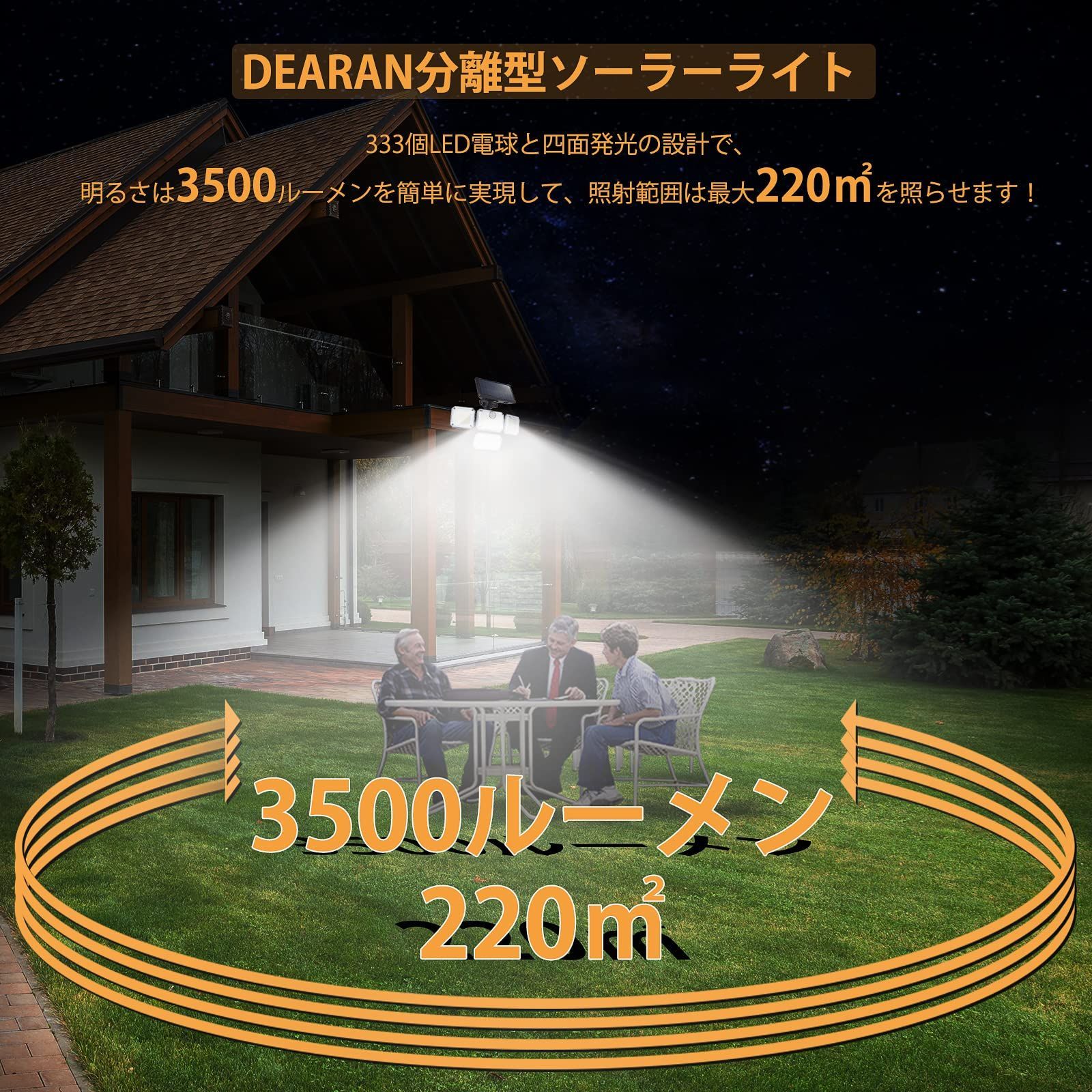 ソーラーライト 屋外 センサーライト ソーラー 電気代0 人感センサー LEDライト【自動点灯 310LED 5面発光 3つ知能モード 太陽光発電  IP67防水】 防災対策 ガーデンライト 屋外ウォールライト 壁掛け/庭先/表玄関/駐車場 両面テープ・ネ - メルカリ