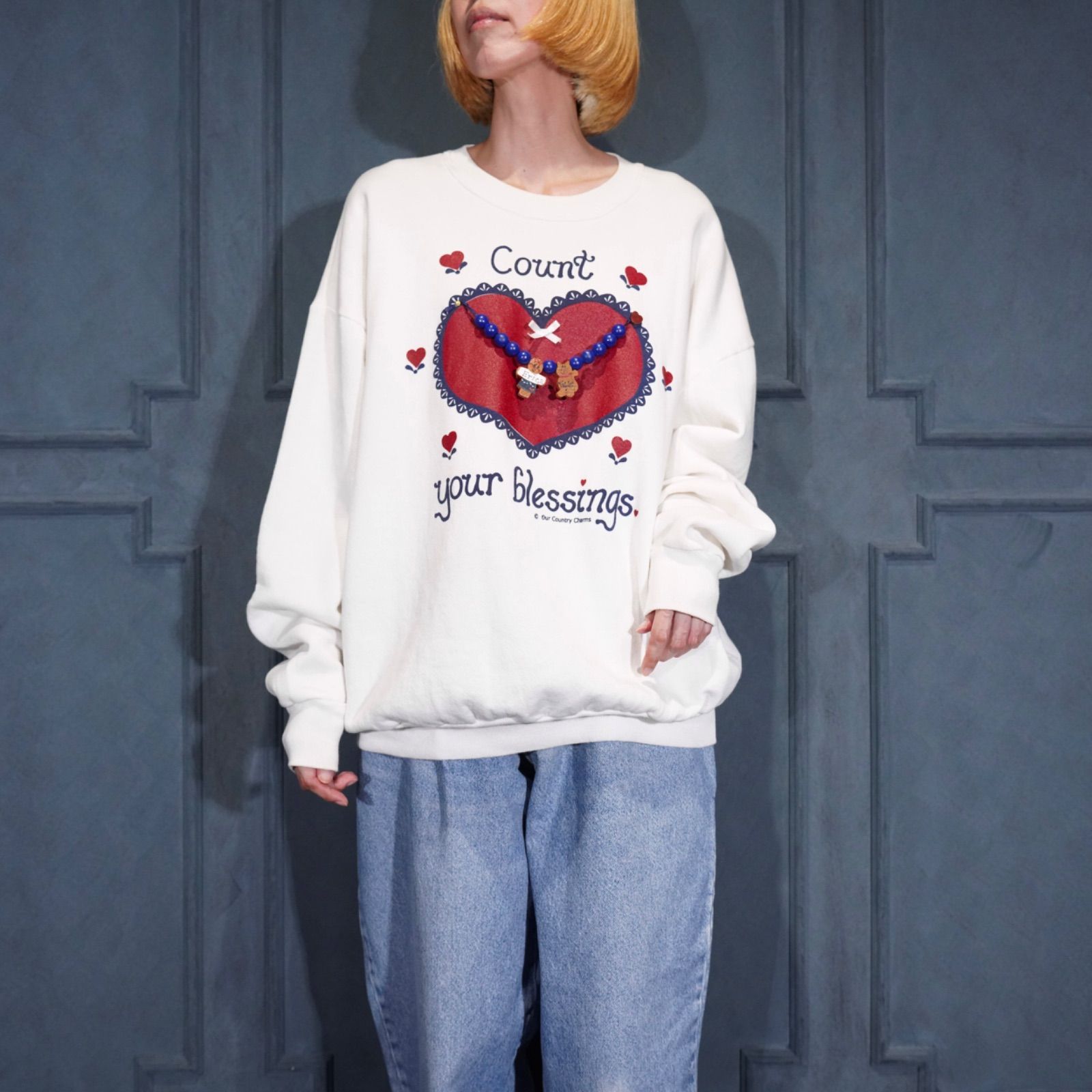 USA VINTAGE JERZEES NECKLACE GIMMICK DESIGN SWEAT SHIRT|アメリカ古着ネックレスギミックデザインスウェット