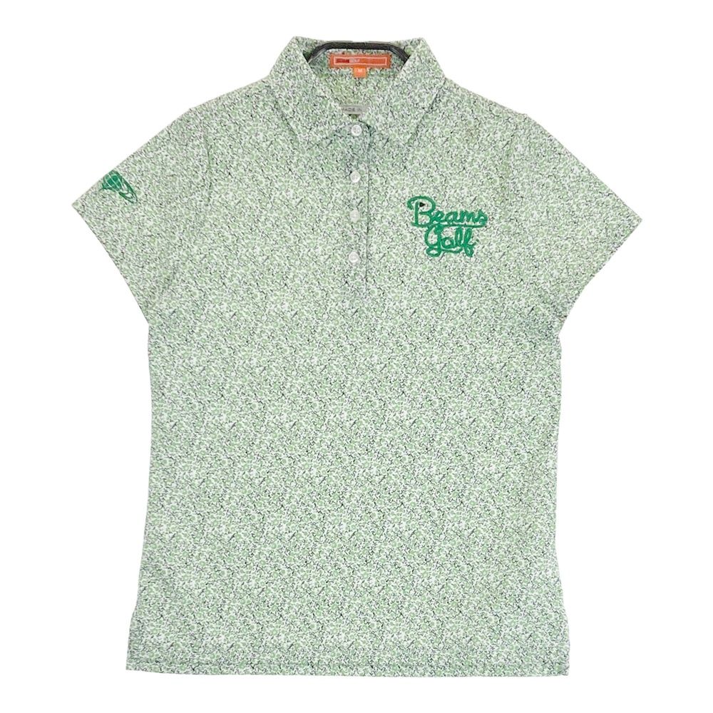 サイズ：M BEAMS GOLF ビームスゴルフ 半袖ポロシャツ 小花柄 グリーン